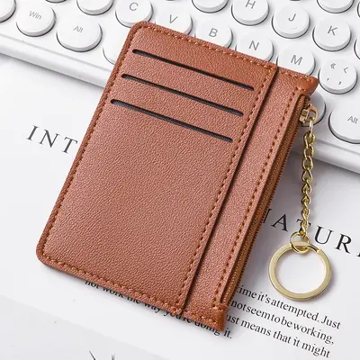 Ultra-Thin Compact Card Holder for Women with Zipper Coin Pocket and Multiple Card Slots - 8