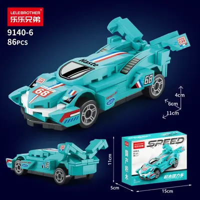 Çocuk Geri Çekmeli Yapı Blokları Spor Araba Montaj Modeli, Hediye - 12