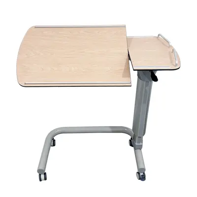 Height-Adjustable Mobile Dining Table, Wood Grain, for Hospitals and Nursing Homes - 4