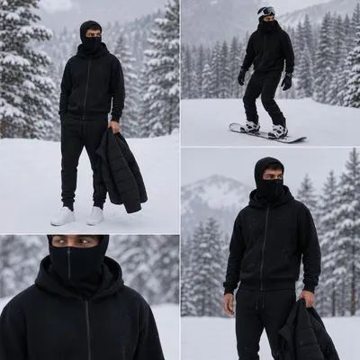 Men's Double-Hood Zip Hoodie Jacket, Autumn