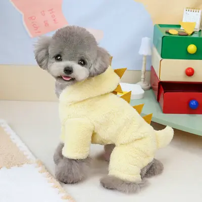 Thickened Autumn Winter Dinosaur Fleece Clothing for Small Dogs