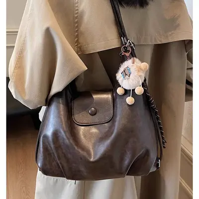 Retro Soft Leather Large Single-Shoulder Bag with Multiple Carry Options - 3