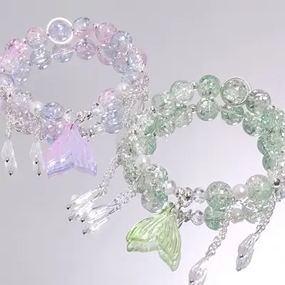 Women's Moon Crystal Beaded Bracelet, Versatile Design