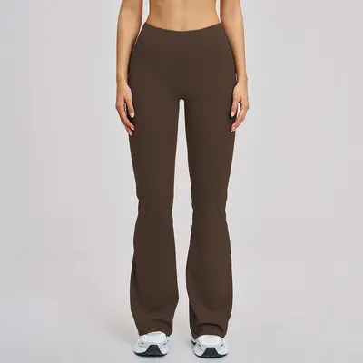 Yogahose mit hohem Bund, gebürstet, Schlaghose mit weitem Bein, Modell 5061 - 10