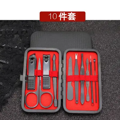 Black nail scissors set with nail clippers and manicure tools - 7