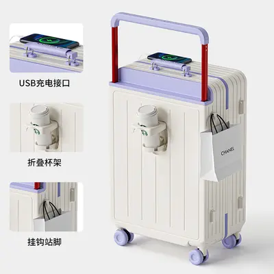 Neues breites Trolley-Koffer-Damenmodell Handgepäck-Koffer großes Fassungsvermögen Reisekoffer Farbkontrast-Trolley-Koffer hoher ästhetischer Wert Zahlenschloss-Koffer - 8