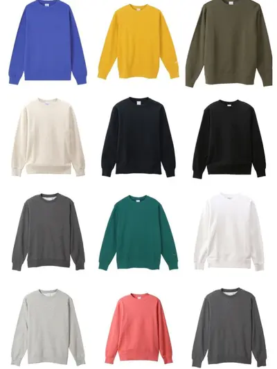 Cotton Round Neck Sweatshirt, Unisex Casual Japanese Retro Style, C3-Q001 - 1