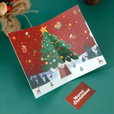 3D Pop-Up Christmas Tree Greeting Card, Corporate Blessing Card