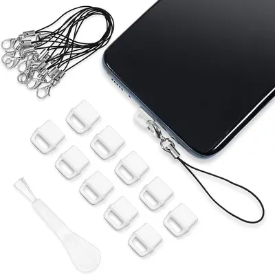 Telefon Toz Koruma Tıpası Seti USB C Toz Koruma Tıpası Kapağı, Askı İpi ve Temizleme Fırçası Seti Şarj Portu Temizleyici - 7