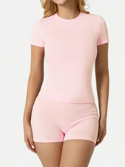 Women's Yoga Set 15 Colors, Nylon Double-Sided Brushed, Pocket Top and Shorts