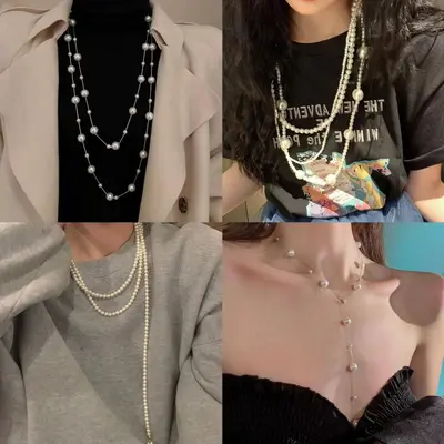 Irregular Long Pearl Necklace French Light Luxury Temperament Sweater Chain Niche Simple High-end Jewelry for Women Wholesale