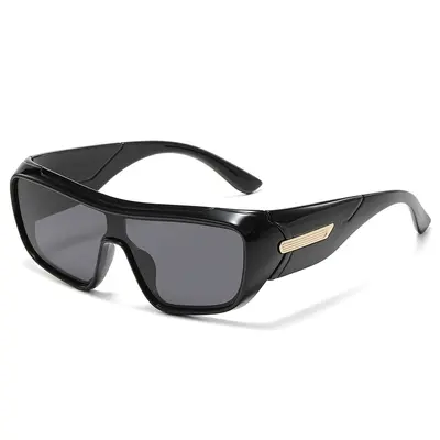 Oversize-Herrensonnenbrille mit einteiligen Gläsern im Retro-Stil und UV-Schutz - 5