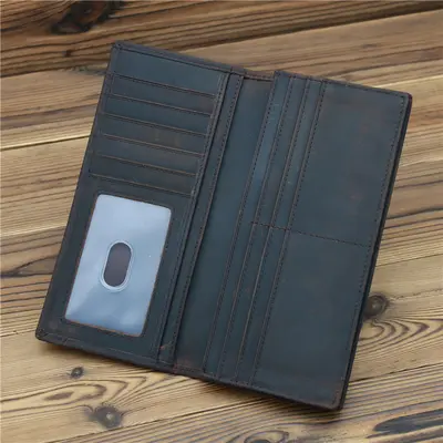 Model 1008 Men's Long Genuine Leather Wallet with Zipper - 10