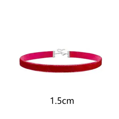 Kırmızı kadife choker kolye, altın telli, 0,6 mm-2,5 cm - 8