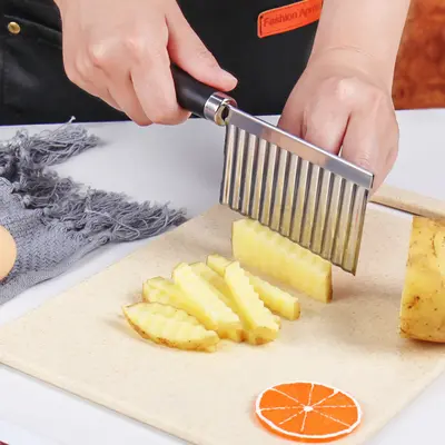 Patates kesme bıçağı, dalgalı desenli, paslanmaz çelik, ev kullanımı - 3