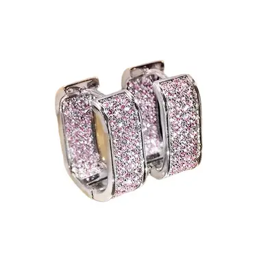 U-shaped copper zirconia ear clips, fashion earrings - 6