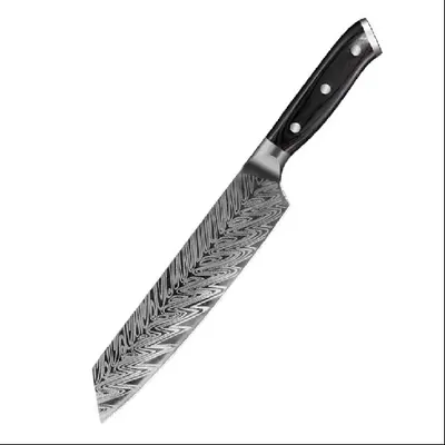 Damask desenli mutfak bıçak seti, çift çelik, keskin - 9