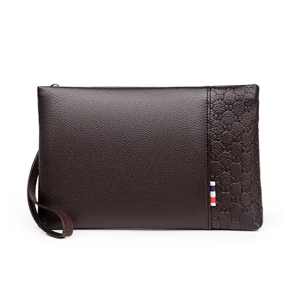 Men's Clutch Bag, Large Capacity, Soft Leather, iPad Compatible - 10
