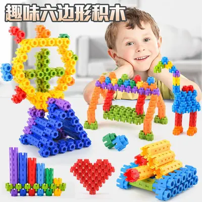 Hexagonal Plastic Building Blocks, Educational Toy for Ages 3-6