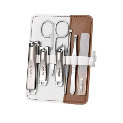 Nail clipper set, dual-head design, angled scissors, ear pick