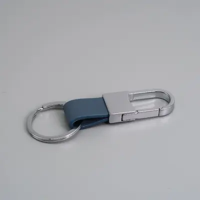 Metal Leather Car Keychain with Laser-Engraved Logo, Creative Design - 13