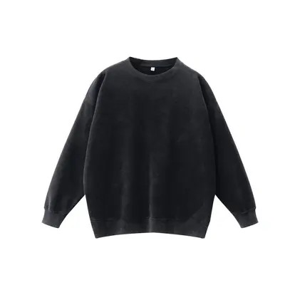 400 g Ripped Crew Neck Sweatshirt, Plus Size, Retro Washed - 7