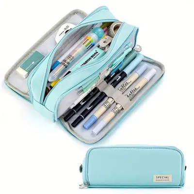 Korean-Style Canvas Pencil Case, Large Capacity, Multifunctional for Students - 12