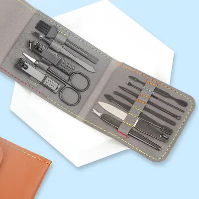 Manicure Set 12-Piece Nail Scissors Pedicure Black