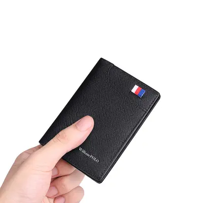 Men's Genuine Leather Ultra-Thin Short Card Holder, Cowhide - 9