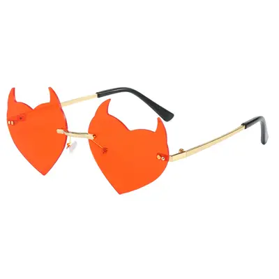 Halloween Frameless Heart Party Sunglasses with Tear Design - 6