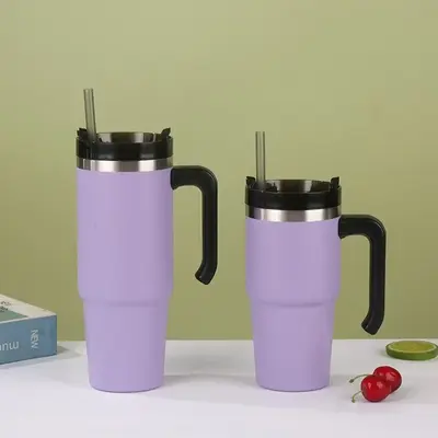 Autothermobecher, 20oz und 30oz, 304 Edelstahl, mit Griff und Strohhalm - 13