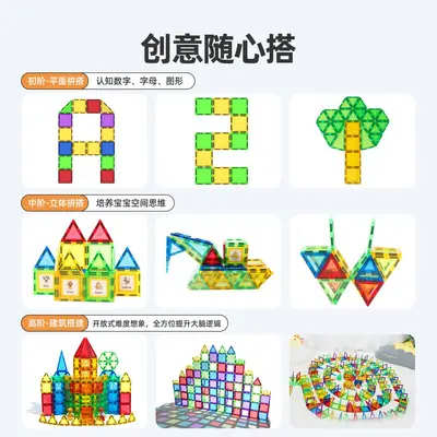 6.5cm Colored Window Magnetic Tiles Refill Set, Educational Kids Toy