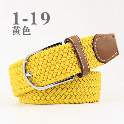 Popular online women's canvas belt men's elastic belt casual elastic woven needle buckle belt wholesale - 11