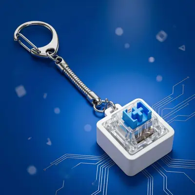 PC9键机械键盘减压按键指尖玩具解压钥匙扣试轴器LED灯透明底座 - 8