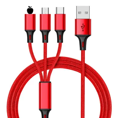 Nylon geflochtenes ein bis drei in einem Datenkabel Handy-Ladekabel three in one schnellladen 3A für Apple Android Typ - 7