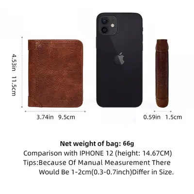 Retro Ultra Slim Men's Tri-Fold Short Wallet with License Slot - 5