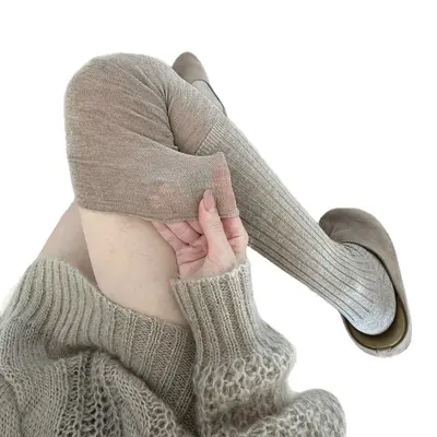 Damen-Overknee-Socken aus nahtloser Baumwolle - 6