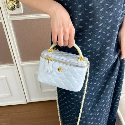 Korean Style Diamond-Pattern Small Square Women's Bag with Chain Crossbody - 5