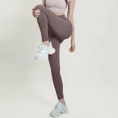Dikişsiz yoga pantolonu, yüksek bel, hızlı kuruyan, dokuz çeyrek