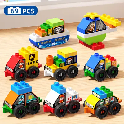 Large Particle Building Blocks Transformable Car Construction Vehicle, Ages 3-6 - 8