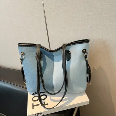 Women's Large Capacity Tote Bag, Patchwork Underarm Bag for Commuting - 4
