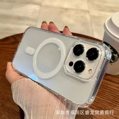Apple 17promax şeffaf manyetik telefon kılıfı için uygun iphone duo koruyucu kapak 18pro düşmeye karşı koruma 17pm