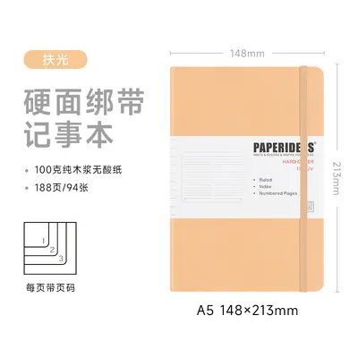 PAPERIDEAS A5 sert kapaklı bağcıklı defter, PU deri kapak, kareli - 9