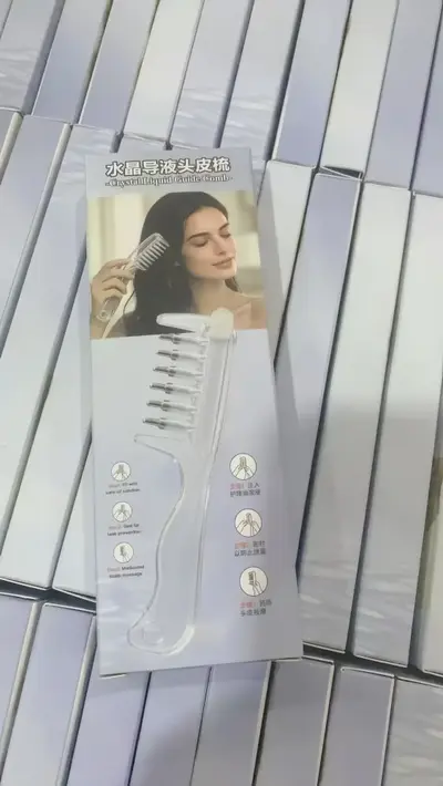 Crystal Hair Massage Comb with Roller Ball Liquid Applicator, Portable Scalp Massager - 12