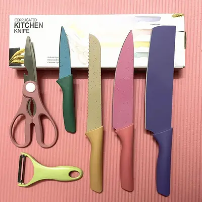 Stainless Steel Macaron Knife Set, 6 Pieces, Colorful Straw Handles