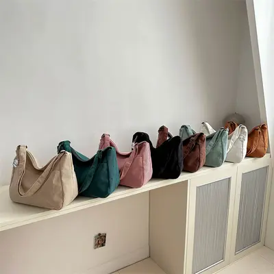 Große Damen-Umhängetasche mit Schulterriemen, minimalistischer koreanischer Stil