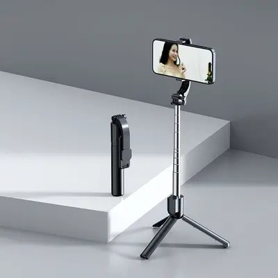 Selfie çubuğu 1.7m el tipi stabilizatör anti-shake teleskopik destek standı bluetooth uzaktan kumanda dolgu ışığı canlı yayın telefon tripodu - 7