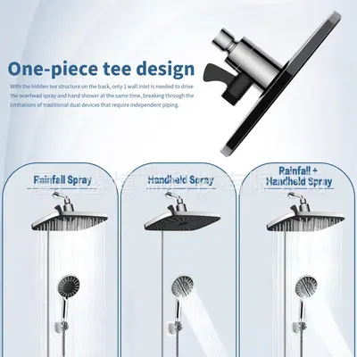 12-Inch Rain Shower Head Set with Diverter and 7-Function Handheld Shower