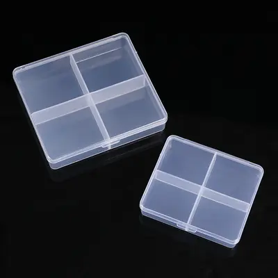 Feste 4-teilige transparente Kunststoffbox mit Deckel zur Aufbewahrung von Ringen, Angelzubehörbox, Maniküre-Box, Schmuck-Zubehör-Verpackungsbox