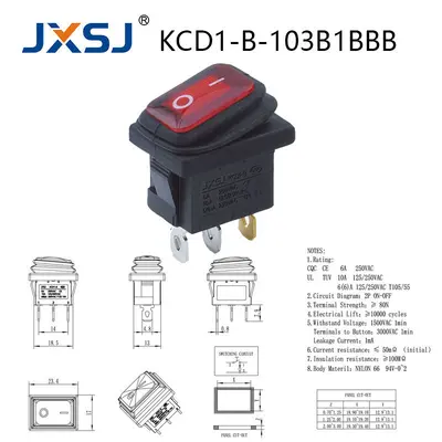 Waterproof boat-type rocker power switch with copper contacts, illuminated, 2-4 pole - 11